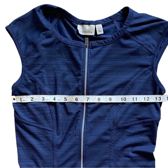 Athleta Pacifica Navy Blue Zip Front Sleeveless Spandex Athletic Workout Top - Picture 9 of 9